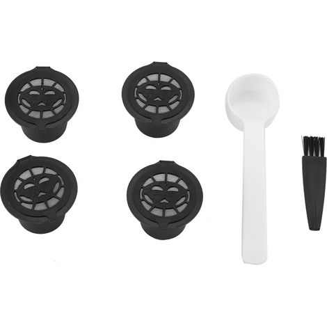 Filtre À Capsule Café Réutilisable - Plastique Et Acier Inoxydable 304 - Pour Machine À Capsules - Lot De 4 Avec Cuillère Et Brosse De Nettoyage (1/5)