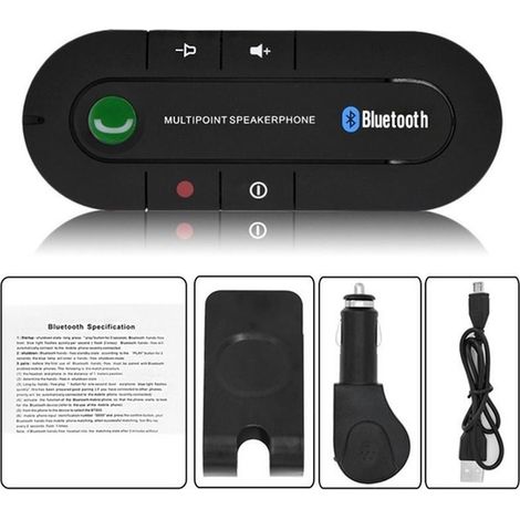 Kit Bluetooth mains libres pour voiture, adaptateur sans fil, récepteur, haut-parleur, téléphone, MP3, clip pare-soleil, noir, 1 pièce