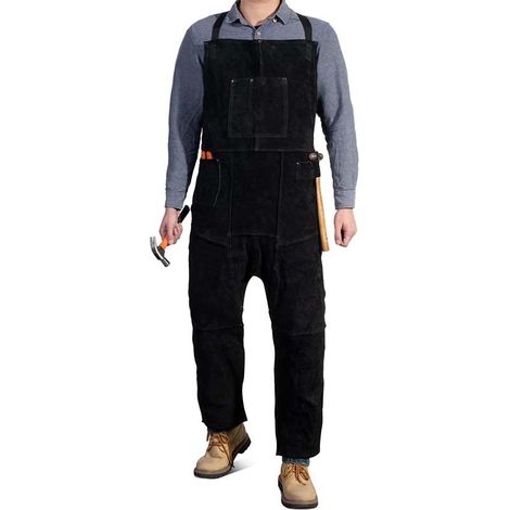 Tablier de Soudure en Cuir pour Homme Professionnel, Tablier de Travail Résistant à la Chaleur, Parfait pour Forgeron, Bricolage, Soudeur, noir