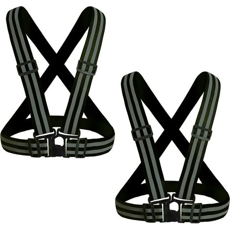 Gilets de sécurité réfléchissants haute visibilité (lot de 2) Légers, ajustables et élastiques Idéaux pour le jogging, le vélo et les travaux publics (1/5)