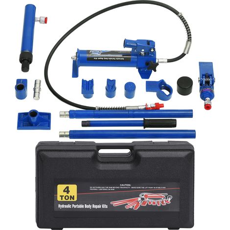Kit hydraulique Porta Power 4 tonnes – Vérin robuste, pompe avec flexible 1,4 m, mallette plastique portative – Pour redressage carrosserie auto, réparation châssis voiture/camion – 4 tonnes Mallette (1/5)