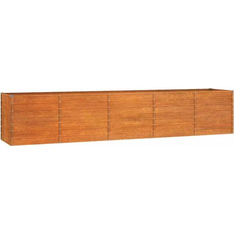 vidaXL Letto Rialzato da Giardino Ruggine 400x80x77 cm Acciaio Corten
