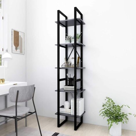 vidaXL Estantería de 5 niveles madera de ingeniería gris 40x30x175 cm (1/5)