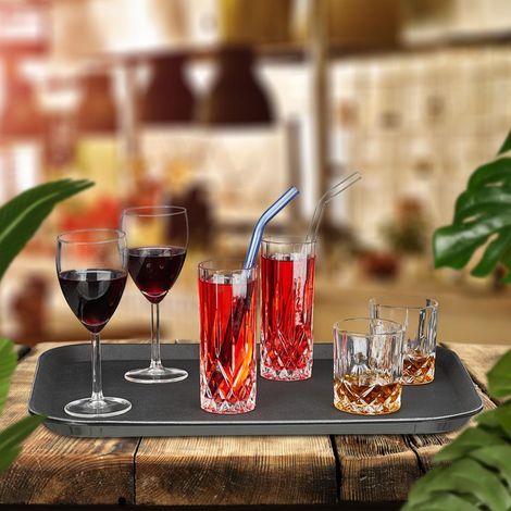 Schwarzes gastro serviertablett set 46x35cm rutschfest 2er pack