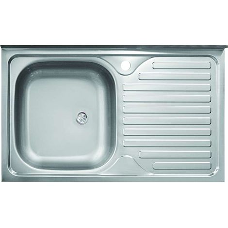Lavello da Appoggio Sinistro 50x80 cm in Acciaio con Gocciolatoio