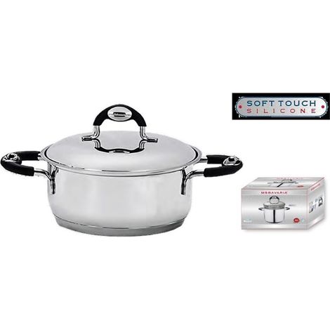 Pentola Casseruola in Acciaio con Coperchio New Bavaria 30 cm