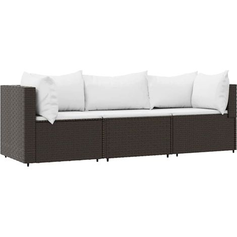 Maison Exclusive - Set Mobili da Giardino 3 pz con Cuscini in Polyrattan Marrone