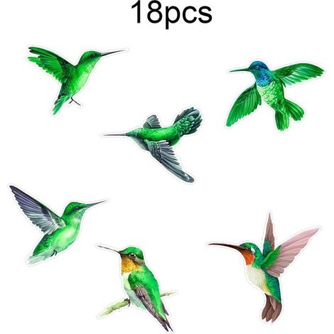 Lot de 18 autocollants pour fenêtres en forme d'oiseaux - Autocollants anti-collision pour fenêtres - Autocollants colibris pour fenêtres (1/5)