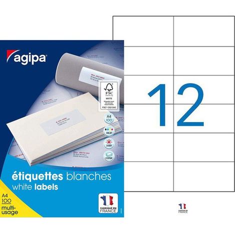 Étiquettes multi-usage - AGIPA - 105 x 49,39 mm - Adhésif permanent - 1200 étiquettes (1/5)