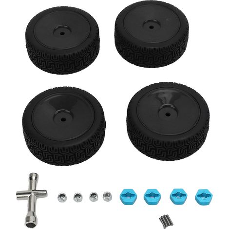 4 Pneus en Caoutchouc Haute Résistance pour Voiture RC 1/10 - Set de Roues Durables pour Modèles Sport Plats, Noir (1/5)