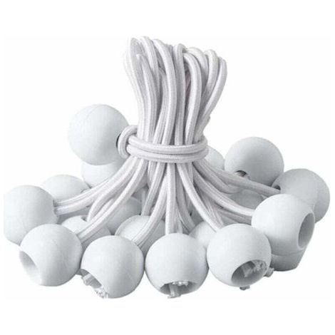 Tendeur Bache, Tendeur BouleTendeur Élastique pour Pavillon,Bâche,Camping,Tente,Rideaux Harnais d’Extension(20 Pièces Blanche-20cm )