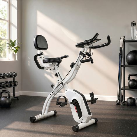 Vélo d'Appartement Pliable Vélo de Fitness 3 en 1 Silencieux Connecté Kinomap Bluetooth et Zwift 105x53,5x109cm Blanc (1/5)