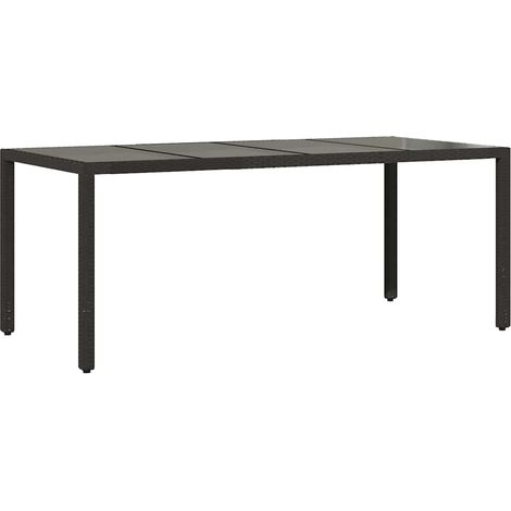 Maison Exclusive - Tavolo da Giardino Piano in Vetro Nero 190x90x75 cm Polyrattan