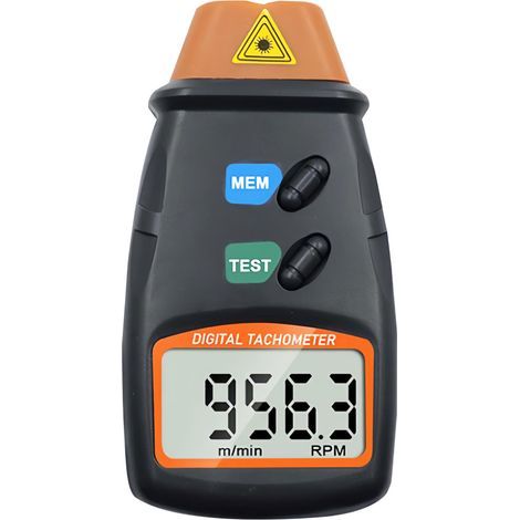 Tachymètre numérique LCD sans contact Tachymètre portatif Mesureur de vitesse de rotation du moteur pour moteur, roues, tour, ventilateur électrique, piles incluses (1/5)