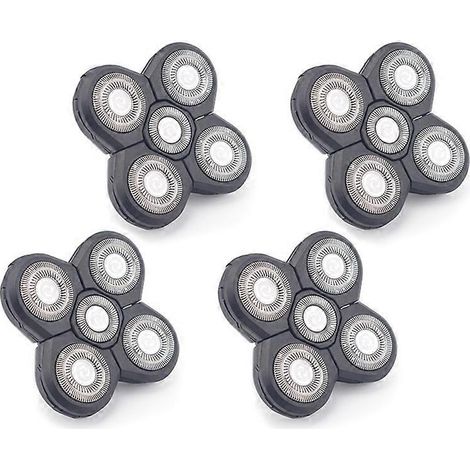 Lot de 4 têtes de rasoir de rechange pour rasoir électrique, tête flottante à 5 lames