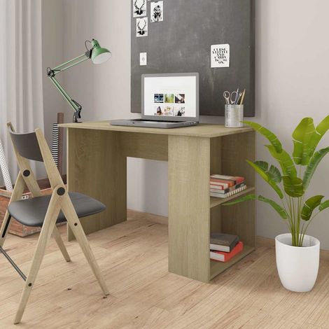 vidaXL Escritorio madera contrachapada color roble Sonoma 110x60x73 cm (1/5)