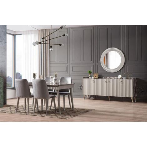 Comedor completo ORENDA con 4 sillas, gris