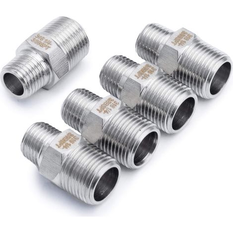 Barre Production 3/8-pouce x 1/4-pouce Mâle BSPT Hex Nipple Réduire Raccord en Acier Inoxydable 316 de Tuyau (paquet de 5) (1/5)