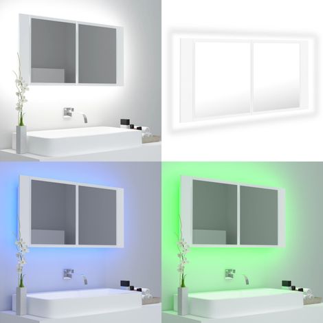 Armadietto a Specchio con Luci LED Bianco 90x12x45 in Acrilico - Luce LED - Specchio acrilico