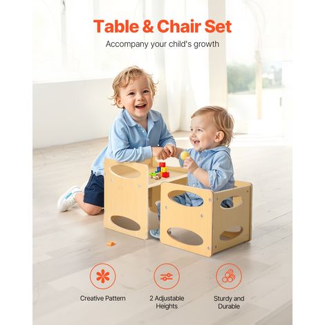 Ensemble Table et Chaises pour Diversification Alimentaire Enfants, Mobilier pour DME en Bois, Table de d'Activités pour Enfants à… (1/5)