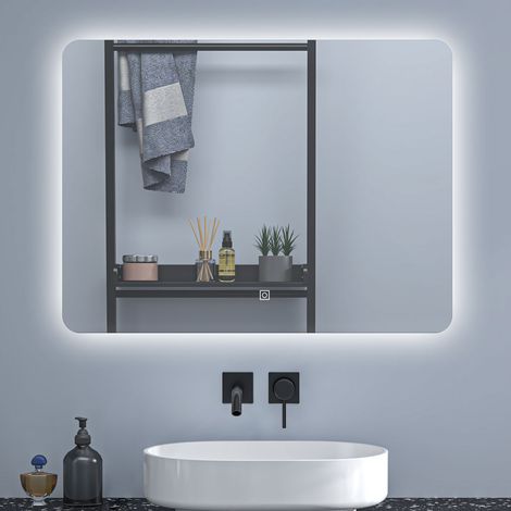 Badezimmerspiegel Wandspiegel LED Badspiegel 3 farben Dimmbar Memory Funktion 80x60cm (1/5)
