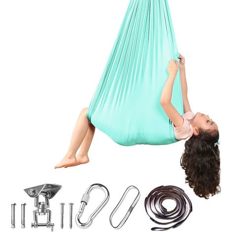 Allenamento sensoriale con oscillazione, amaca per yoga aereo, amaca Lake Green 280150 cm (piastra oscillante + blocco) (1/5)