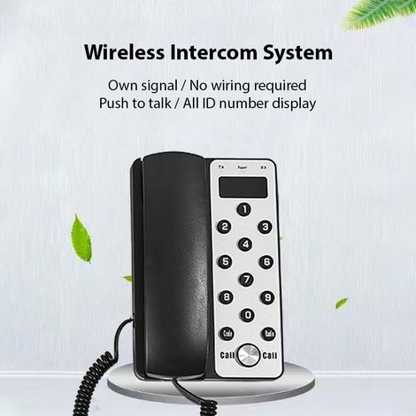 Sistema de intercomunicación inalámbrico profesional con pantalla LCD – Sistema de comunicación de 433 MHz, alcance de 1000 m, volumen ajustable, para oficina, hogar y hospital. (1/4)