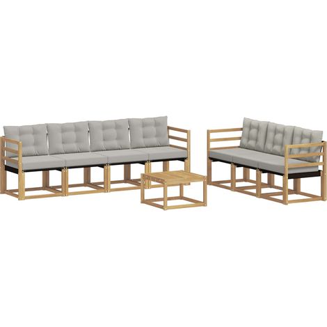 Outdoor Sofa Set with Cushion 8 pcs White and Light Grey vidaXL (1/5)