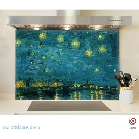 Fond de hotte : Vincent Van Gogh, La nuit étoilée, Arles 1 - Verre trempé - 90 cm - 60 cm (1/5)
