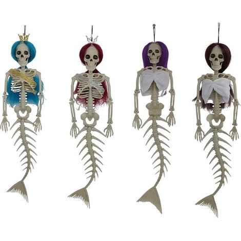 Squelette de Sirène avec Cheveux Colorés Décorations D'Halloween 4Pack 16,94 Pouces de Long Cimetière Maison Hantée ou Décor de (1/5)