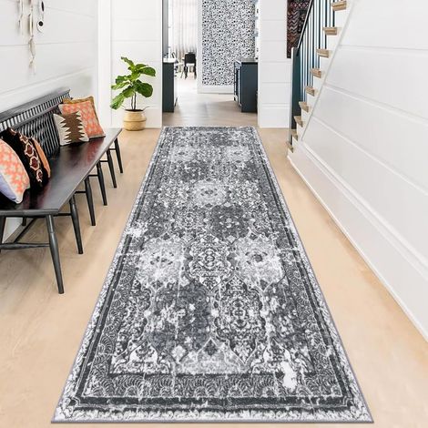 Tapis Couloir Long 80 x 200 cm Doux Vintage Tapis Cuisine Devant Evier Antidérapant et Lavable en Machine, Tapis de Couloir Bohème Tapis Entree Interieur pour Salon, Buanderie, Entrée, Chambre (1/5)