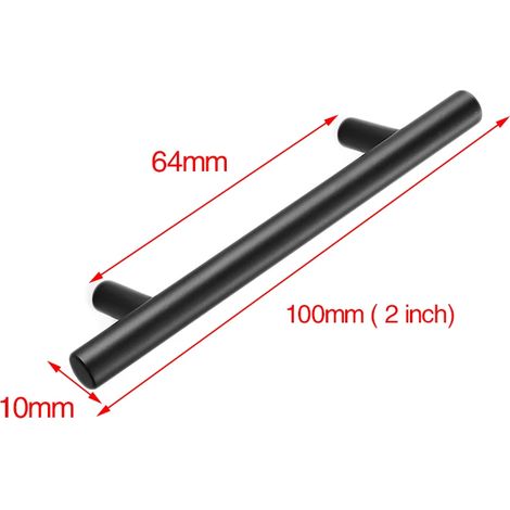 Poignée droite en forme de T pour porte de cuisine (10 cm), quincaillerie pour meubles en acier inoxydable (1/5)