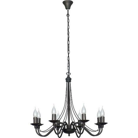[NEUWERTIG] B-Ware Kronleuchter Lampe Rosa Deckenlampe Schwarz Metall 8flg Hängelampe Pendelleuchte