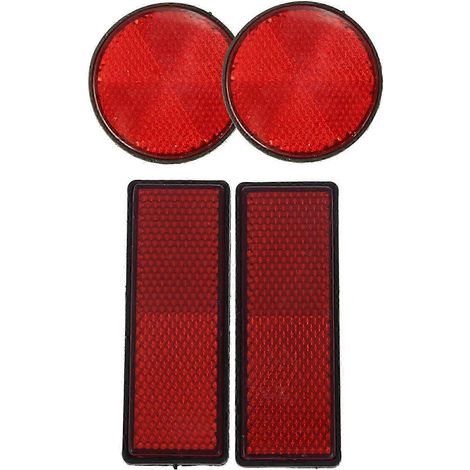 Lot de 4 réflecteurs rouges universels compatibles avec motos, quads et motos tout-terrain : 2 ronds et 2 rectangulaires. (1/5)