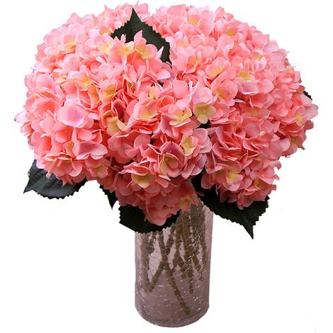 Fleurs D Hortensia Artificielles - Bouquet Simulation Tissu Et Plastique - Décoration Intérieure Vase Mariage Fête - Lot De 1 (1/5)