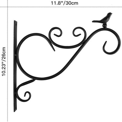 Support Plante Mural Balcon, Lot de 2 Rétro Européen Forme d'Oiseau, Crochet de Suspension en Fer Forgé, pour lanternes à paniers avec Vis, Décor Extérieur pour Balcon de Jardin-Noir-Fei Yu