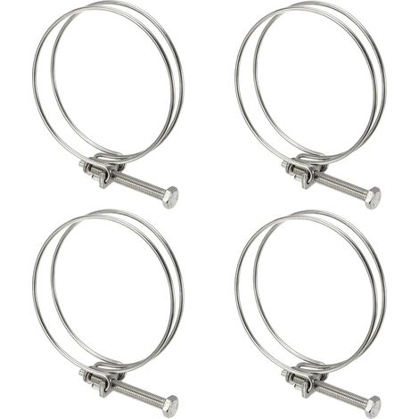 4 Pcs Double Wire Hose Clips 93-100 mm Serre-Tube Réglable Argent (1/5)