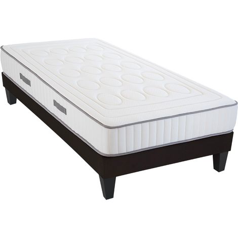 OLYMPE LITERIE Ensemble CRISTAL 90x190 cm Matelas Mémoire de forme + Sommier Bois (1/5)