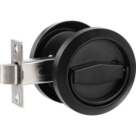 Rond Encastré Porte Serrure, Inox Acier 304 Caché Encastré Tasse Porte Poignée, Meubles Poignées Loquet Bouton pour Intimité Poche Porte, Noir (1/5)