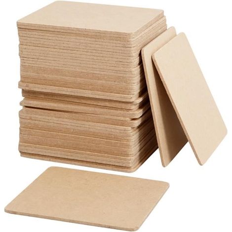 Dessous de plat - 20 - Lot de 50 - Bois clair - 10 x 10 cm - Coins arrondis