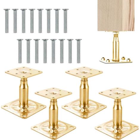 Support de poteau réglable en hauteur, lot de 4 avec 16 vis, supports de poteau galvanisés de 100 à 150 mm, à visser passivé par couche épaisse (1/5)