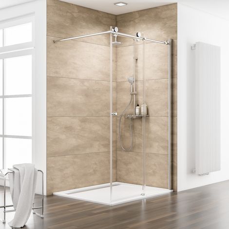 Paroi de douche à l'italienne coulissante, 120 x 200 cm, verre 8 mm, profilé aspect chromé, paroi Walk In MasterClass, Schulte (1/2)