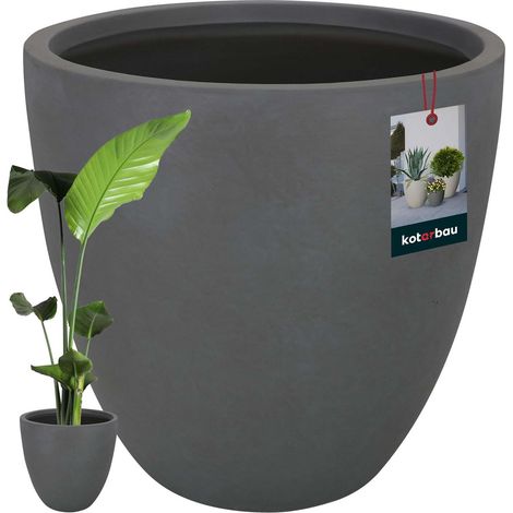 KOTARBAU® Pot de Fleur Interieur, Cache Pot Plante Ø 46 cm, Fibreclay, Pot pour Orchidées, Pot de Fleurs, Bac à Fleurs, Aspect Béton, Gris (1/5)