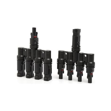Panneau solaire T Branche Connecteurs câble Coupler commutateur de câbles – 1 mâle vers 4 femelle (M/4 F) et 1 femelle vers 4 Mâle (F/4 M), 1 paire (1/5)