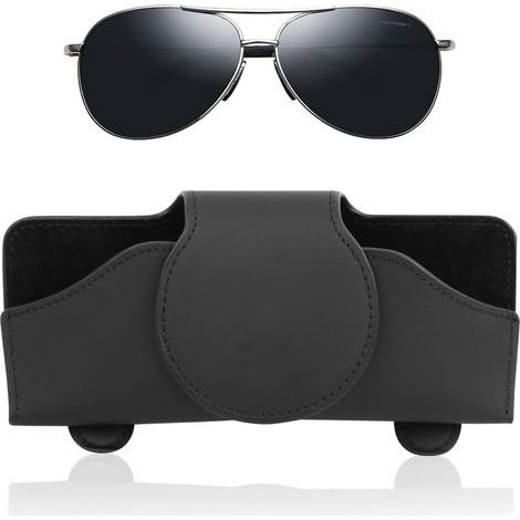 Porta occhiali da sole per auto, porta occhiali da sole in pelle per auto, porta occhiali da sole magnetico nero, porta occhiali da sole magnetico, per riporre gli occhiali da sole sul parabrezza dell (1/5)