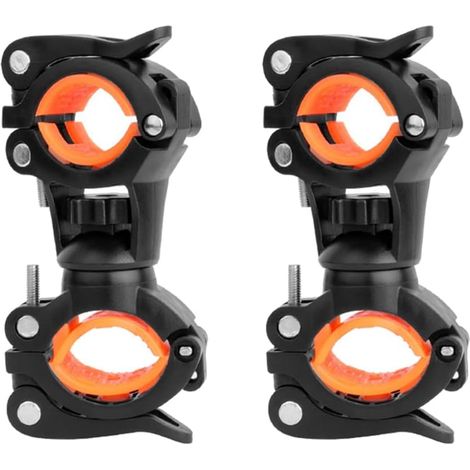 360 ° Inclinable Lampe de VéLo RéGlable Lampe de Poche Support de Support Universel VéLo Clip Pince LED Torche Titulaire, Orange (1/5)