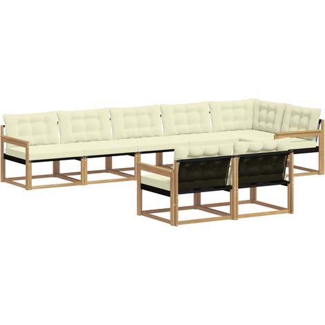 Set di divani da esterno con cuscino 8 pcs Bianco e Crema vidaXL (1/5)