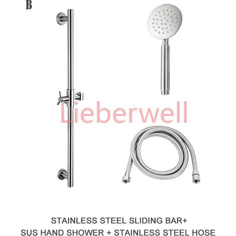 Barre marketde douche en acier inoxydable SUS304, support de pommeau de douche réglable, rond et carré brossé, dernier modèle (1/5)