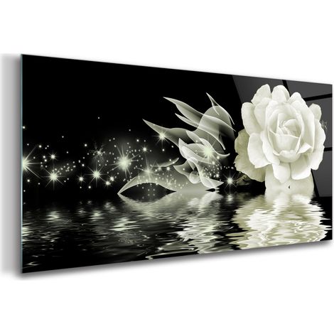 Tableau sur verre – 120 x 60 cm - Tableau mural décoratif - Verre Décorative - Rosier (1/5)