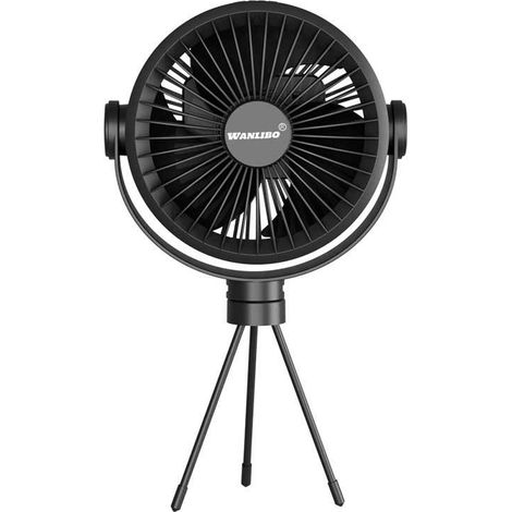 Ventilateur de Camping Multifonction - Trépied, Éclairage LED, Accrochable, USB - Alovez